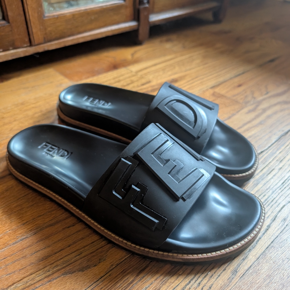 Fendi Black Slide Sandals
